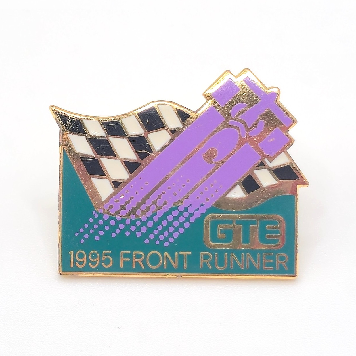1995 GTE Front Runner Lapel Pin Indy 500 Racing Checkered Flag Employee Award