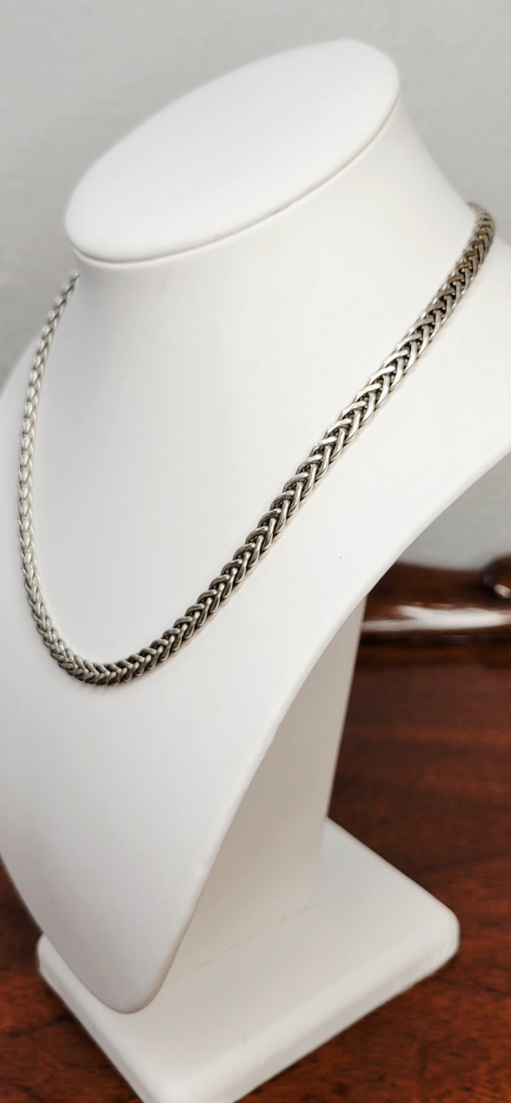 Solid Heavy Sterling Italian Foxtail Necklace Luxurious 18″ 31.4 Grams Stamped