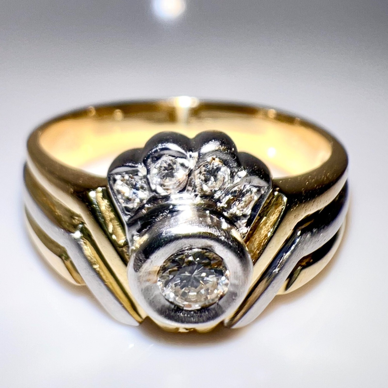 Ring 585 White Gold Gold 0.18 ct. Diamonds Size: 54 / 17.2mm Changeable 4.6g
