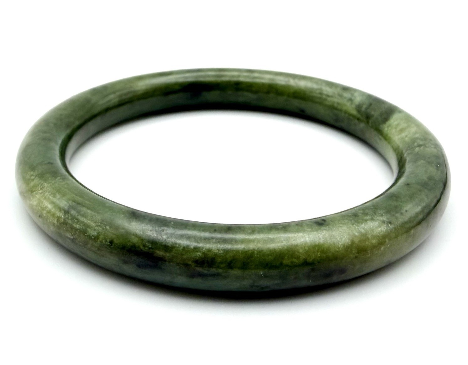 Vintage Natural Jade Bangle Bracelet Dark Green Presidium Tested 49g Size 7.25
