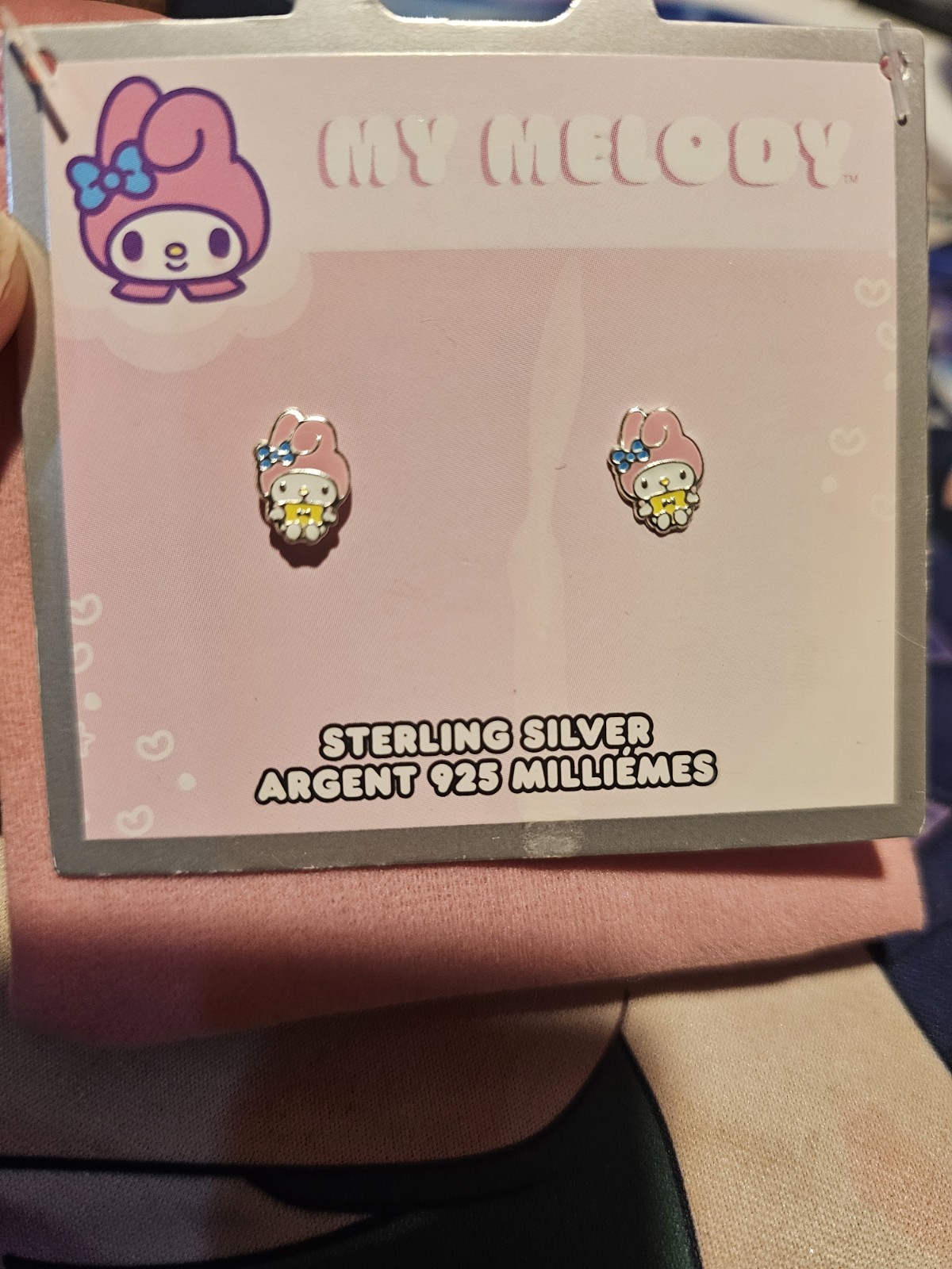 My Melody Earrings Sterling Silver Studs Hello Kitty & Friends Sanrio With Pouch
