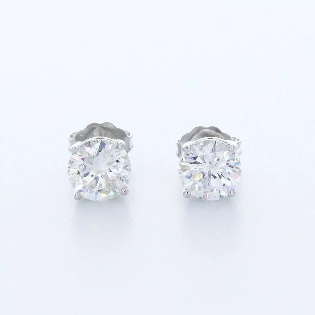 Solid 14K White Gold Stud Earrings Classic 2.56 CT Round Natural Diamond F SI1