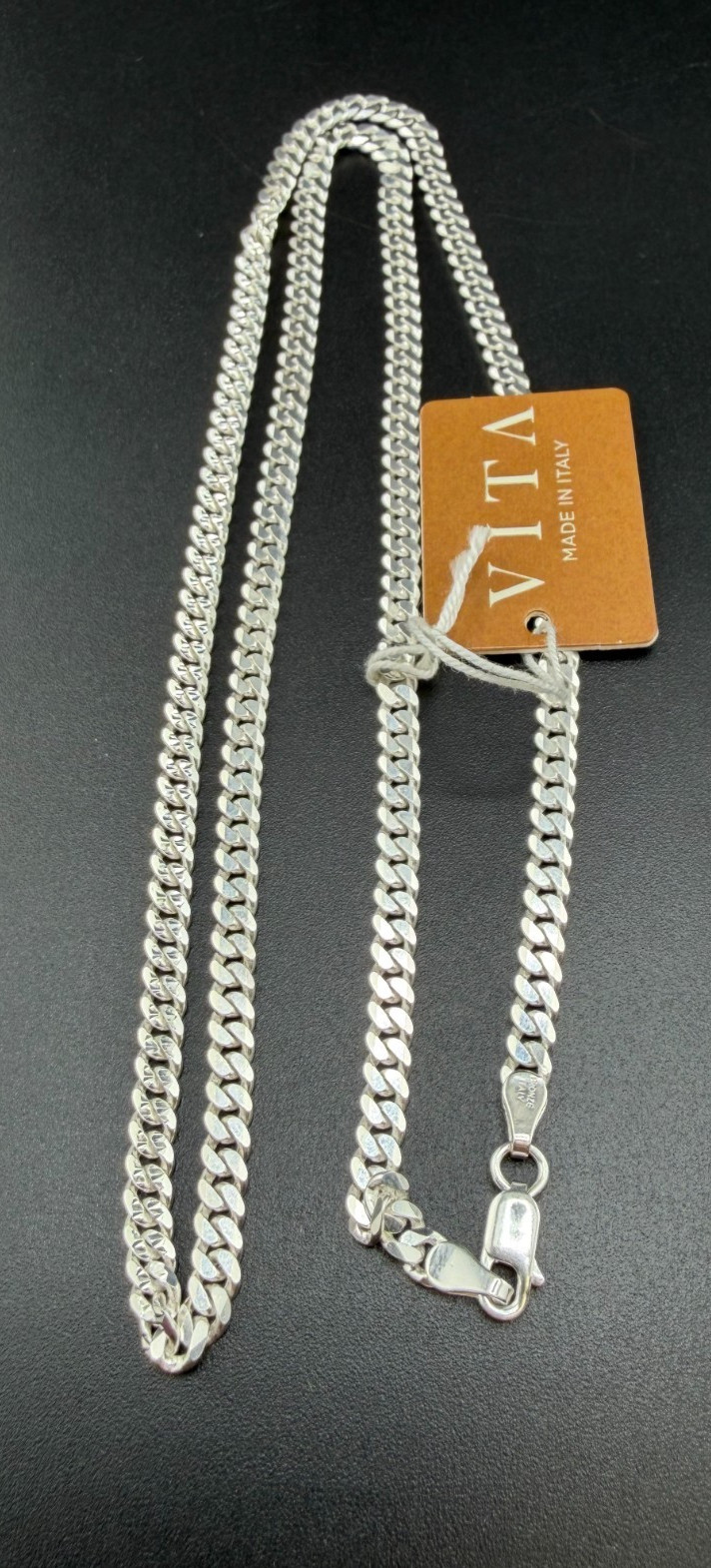 NWT VITA Made in Italy Silver Plated Bronze Cuban Link Chain Necklace 22”