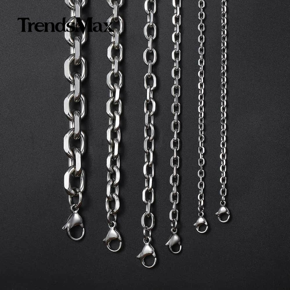 USA Stock 2/3/4MM Cable Rolo Stainless Steel Chain Necklace Men Choker 18-28″