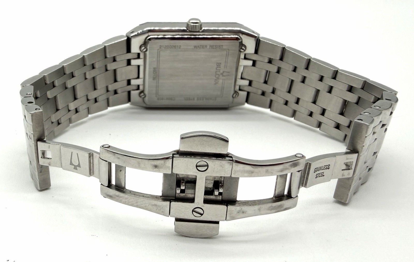 BULOVA Futuro Rectangular Diamond Accent Stainless Steel Quartz Watch