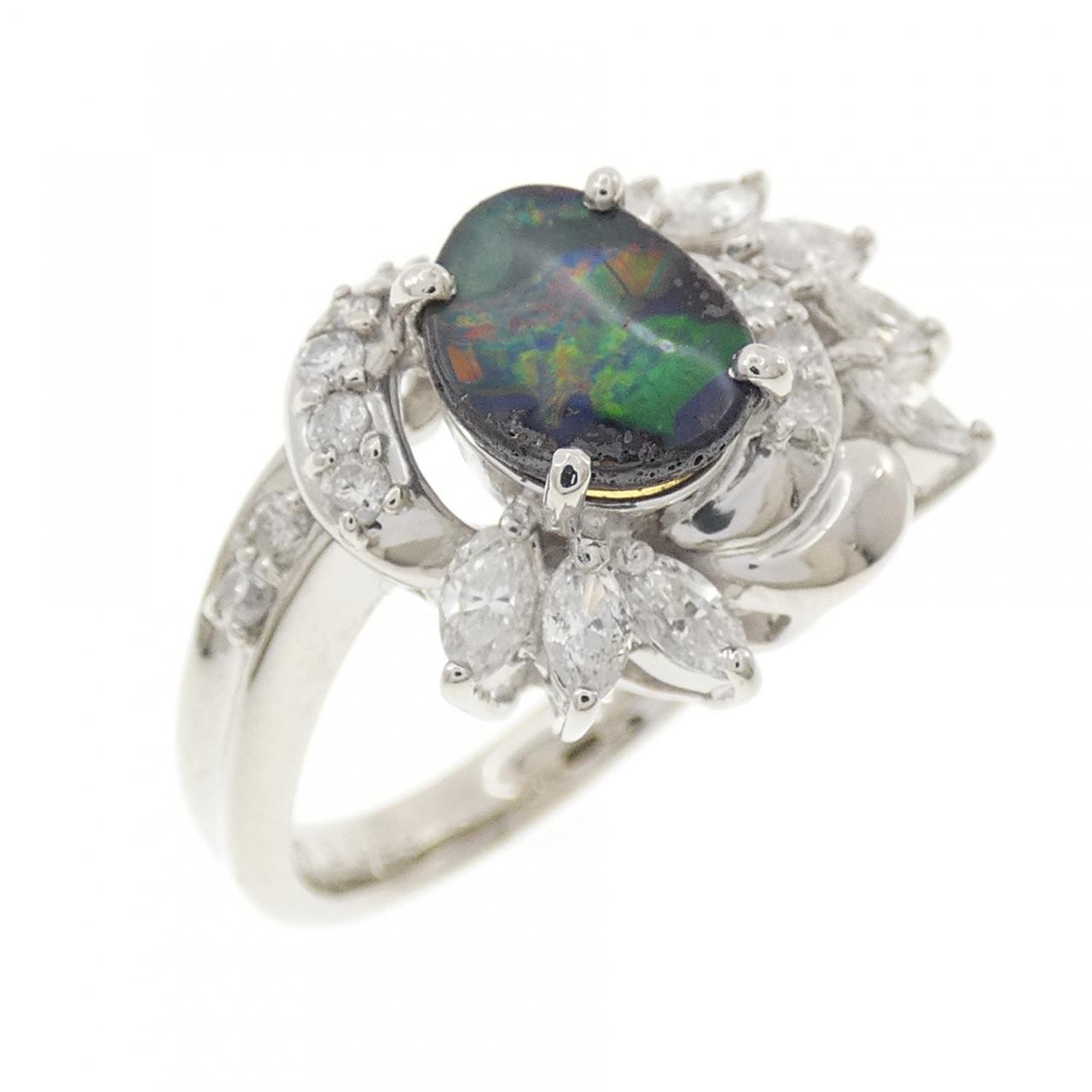 Authentic PT900 Boulder Opal Ring 0.98CT #230-000-556-2359