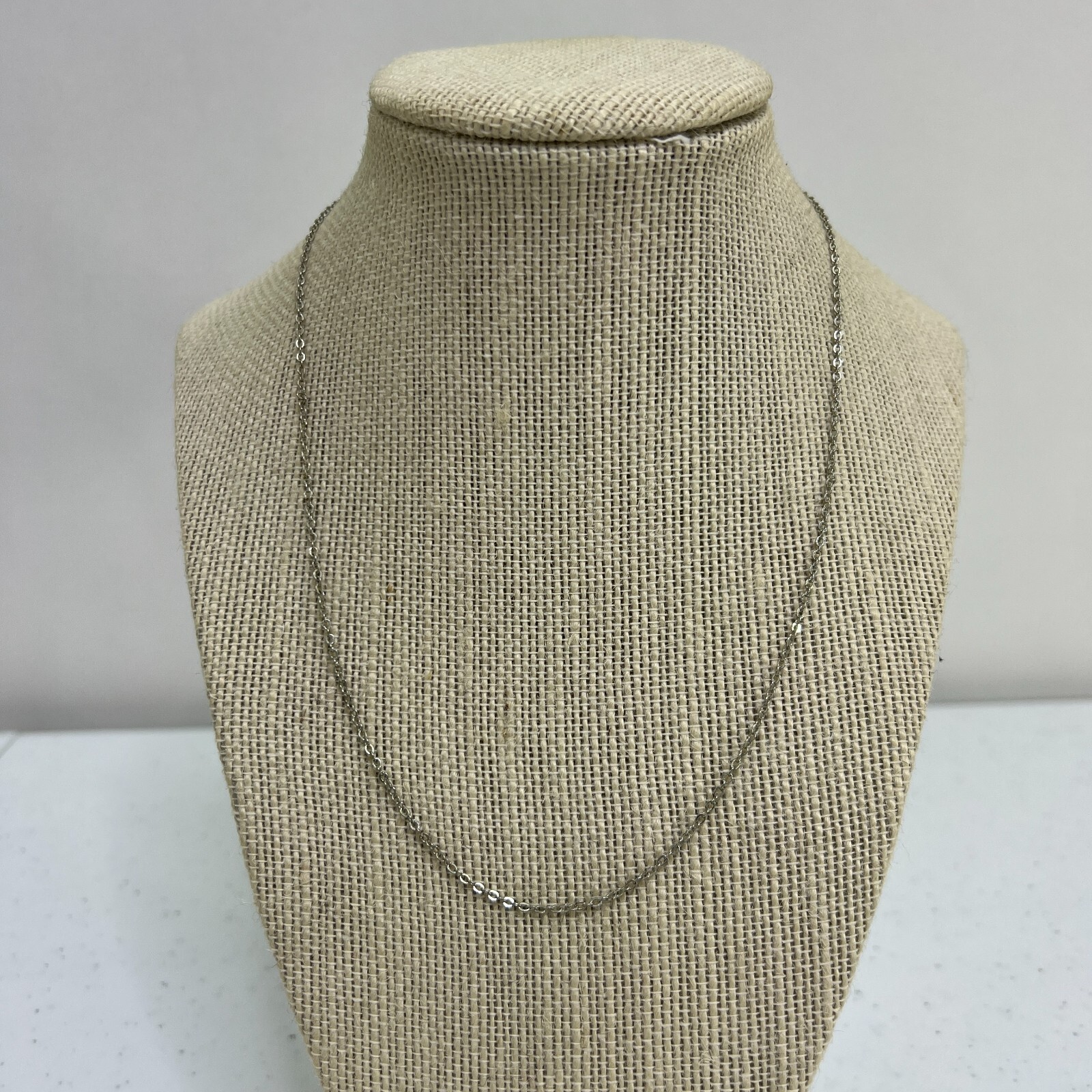 Chain 17 18 Inch Silver Tone Thin Dainty Short Basic Link Everyday