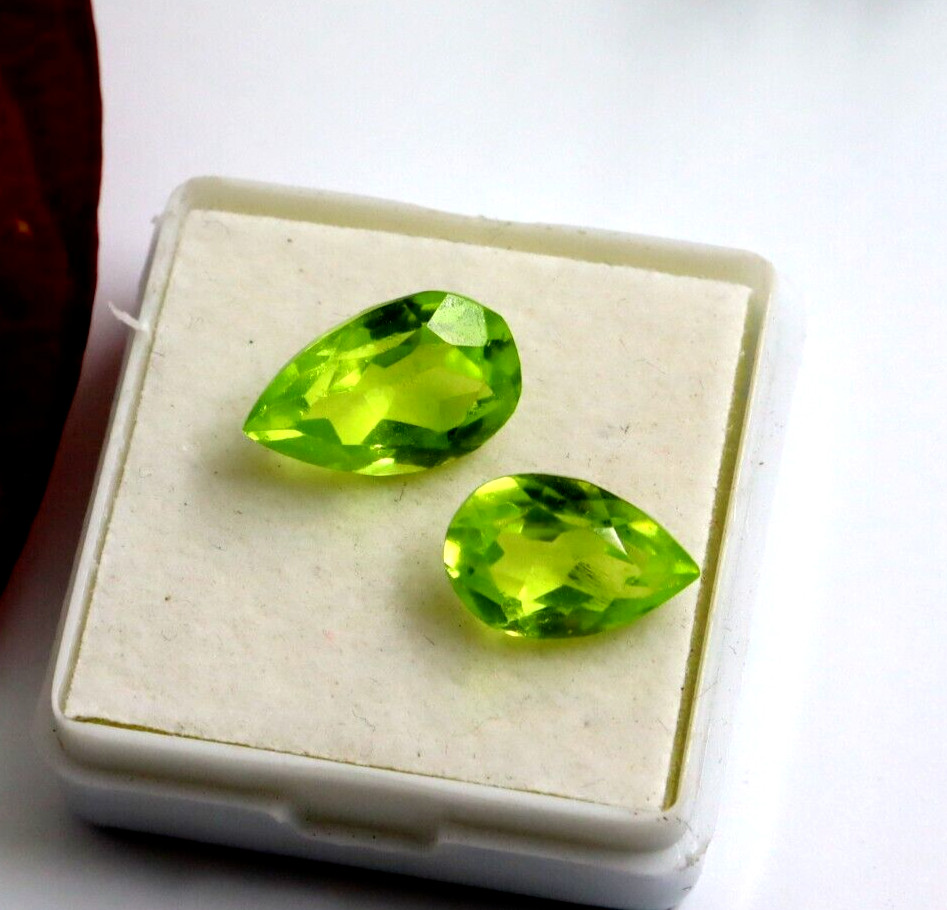 15 Ct Pear Cut Pair Natural Green Peridot GIE Certified Faceted Loose Gemstone