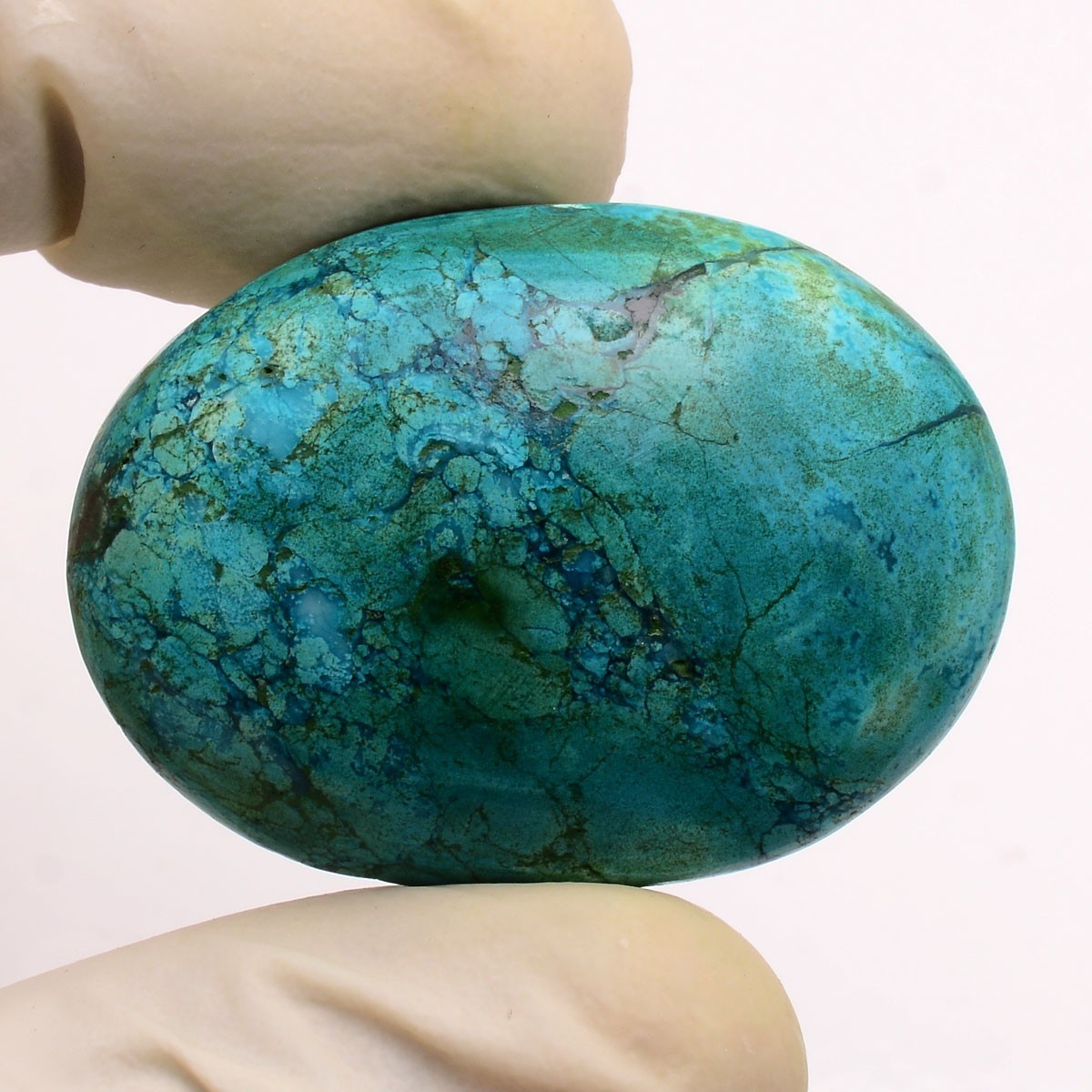92.00 Cts Natural Tibbet Turquoise 42mmx31mm Oval Cabochon Huge Loose Gemstone