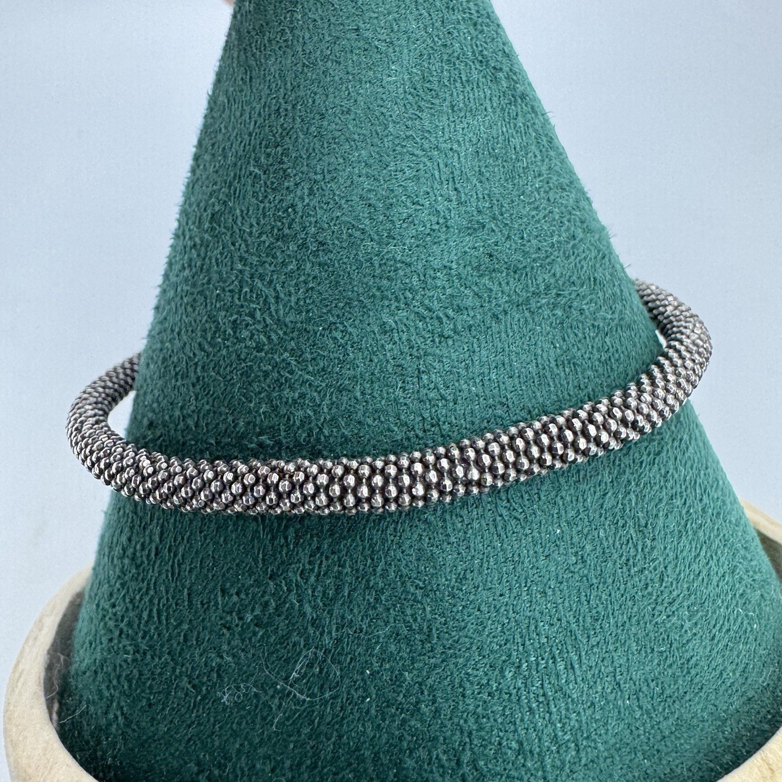 925 sterling silver bracelet ball beaded chain magnetic clasp 18.5cm