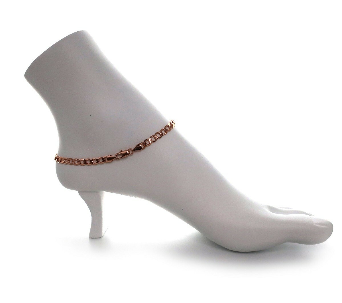 5mm Italian Cuban Link Chain Anklet 10″ Ankle Bracelet 14K Pink Rose Gold Plated