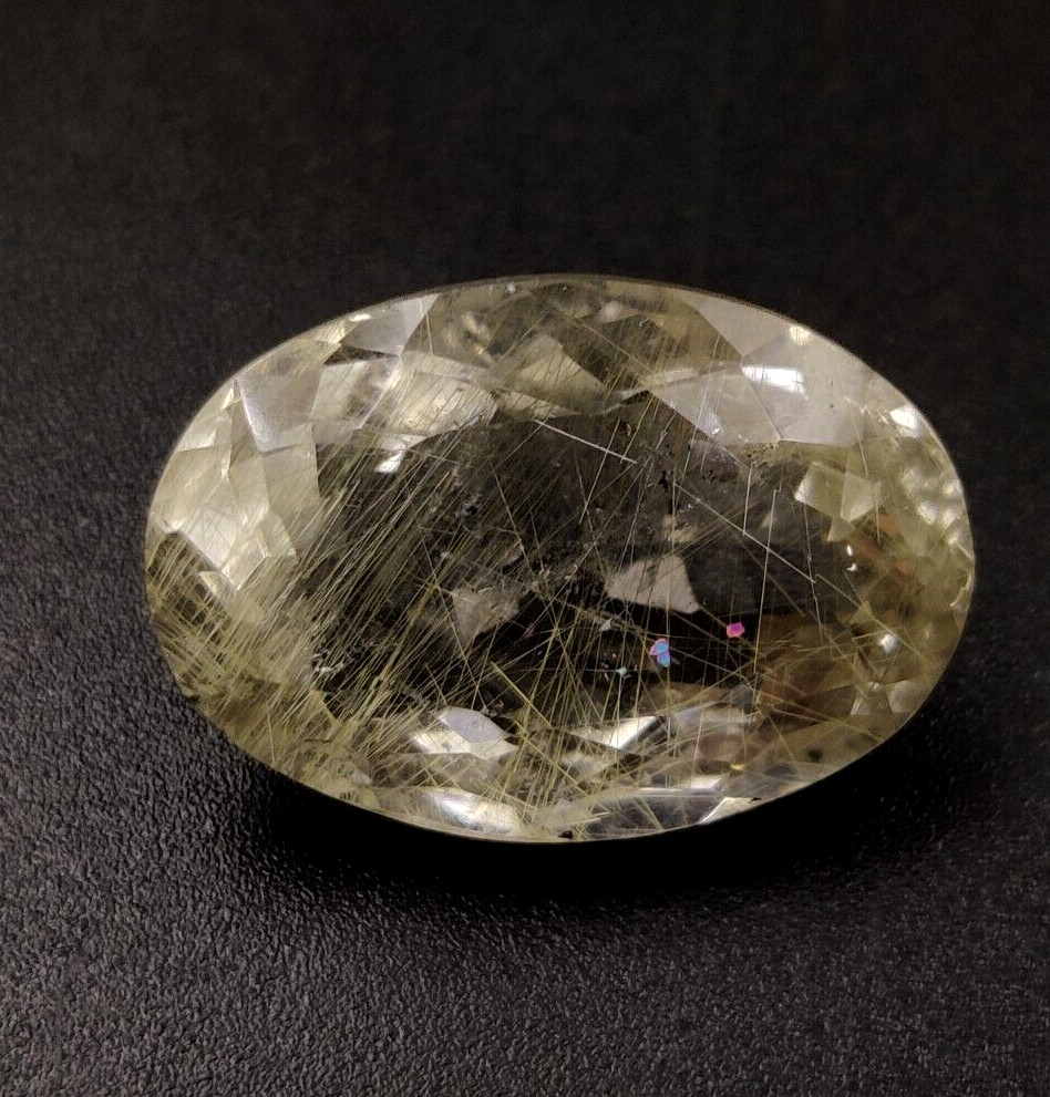 9.2 Ct Natural Rutilated Quartz Gemstone 16.7X11.6X8mm Oval Faceted Cut W222