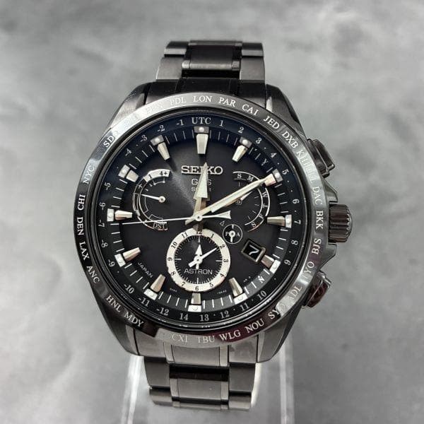 SEIKO Astron SBXB049 8X53 GPS Solar Titanium 46mm Wrist 20.5cm Black Watch