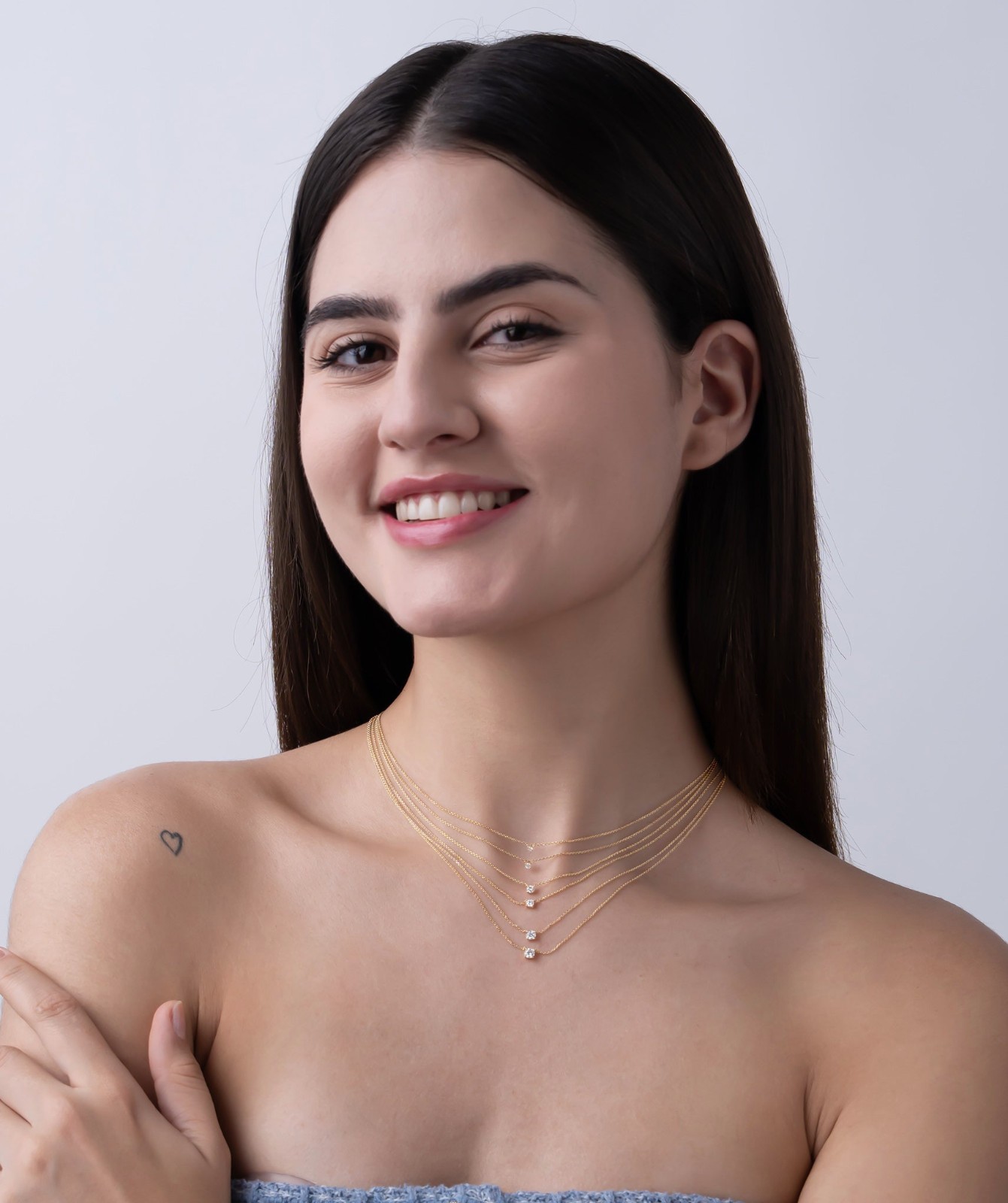 14K Gold Round Lab Grown Diamond Minimalist Solitaire Pendant Necklace For Woman