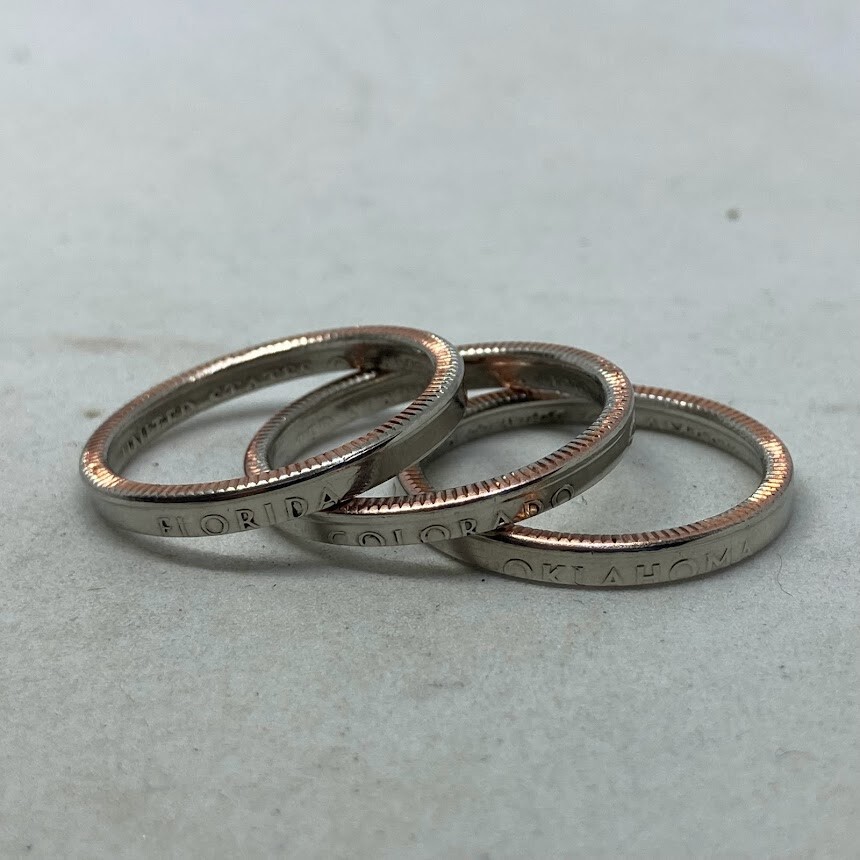 State Quarter Ring (Made with actual quarter) Handmade Band