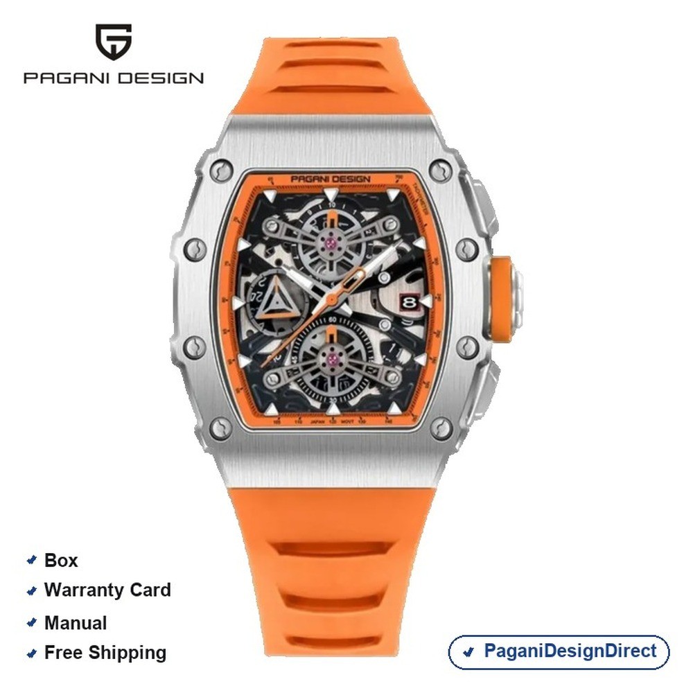 Pagani Design PD-YS011 Orange Chronograph Rubber Automatic Men’s Watch