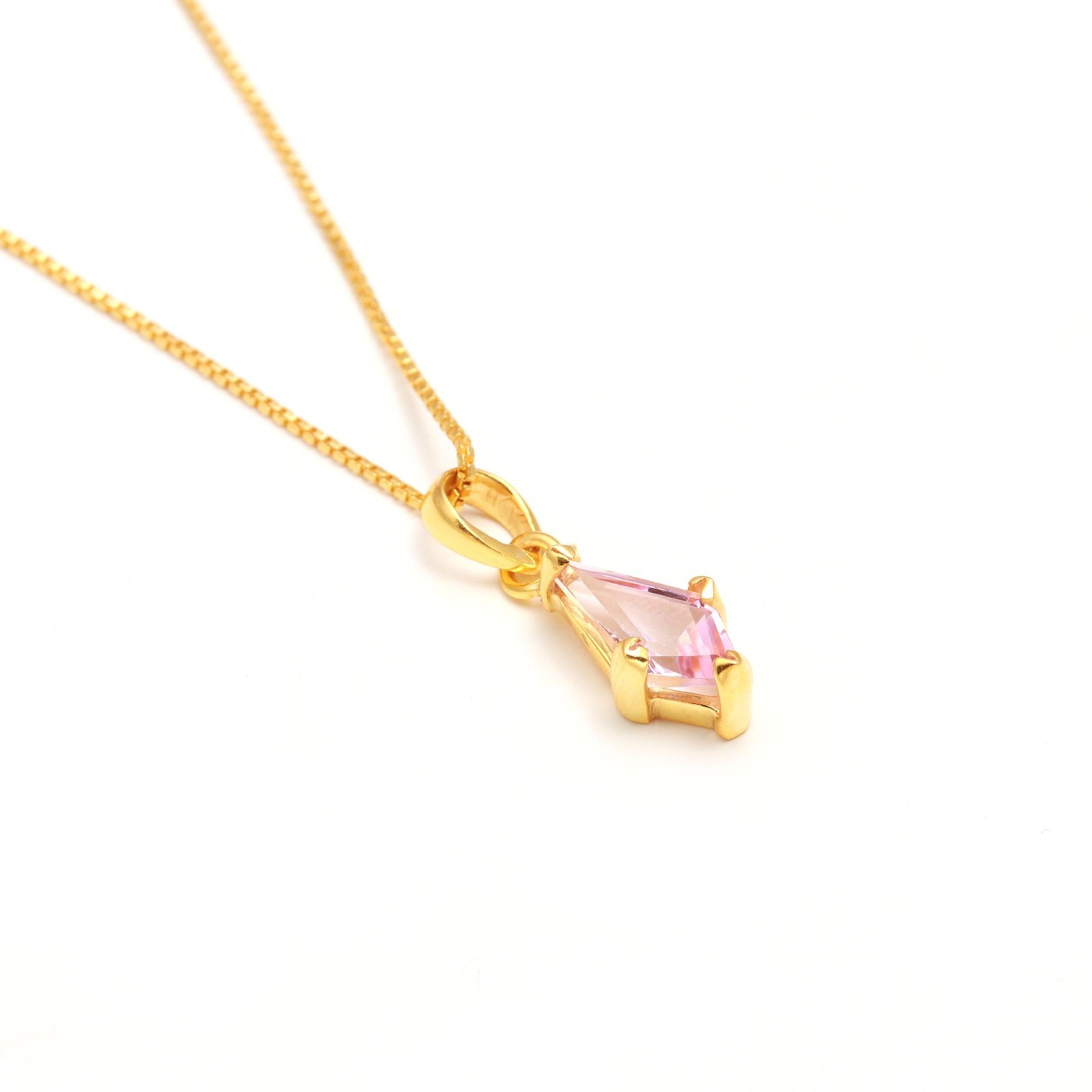 Natural Pink Topaz Kite Necklace Gold Fill 925 Sterling Silver Handmade Jewelry