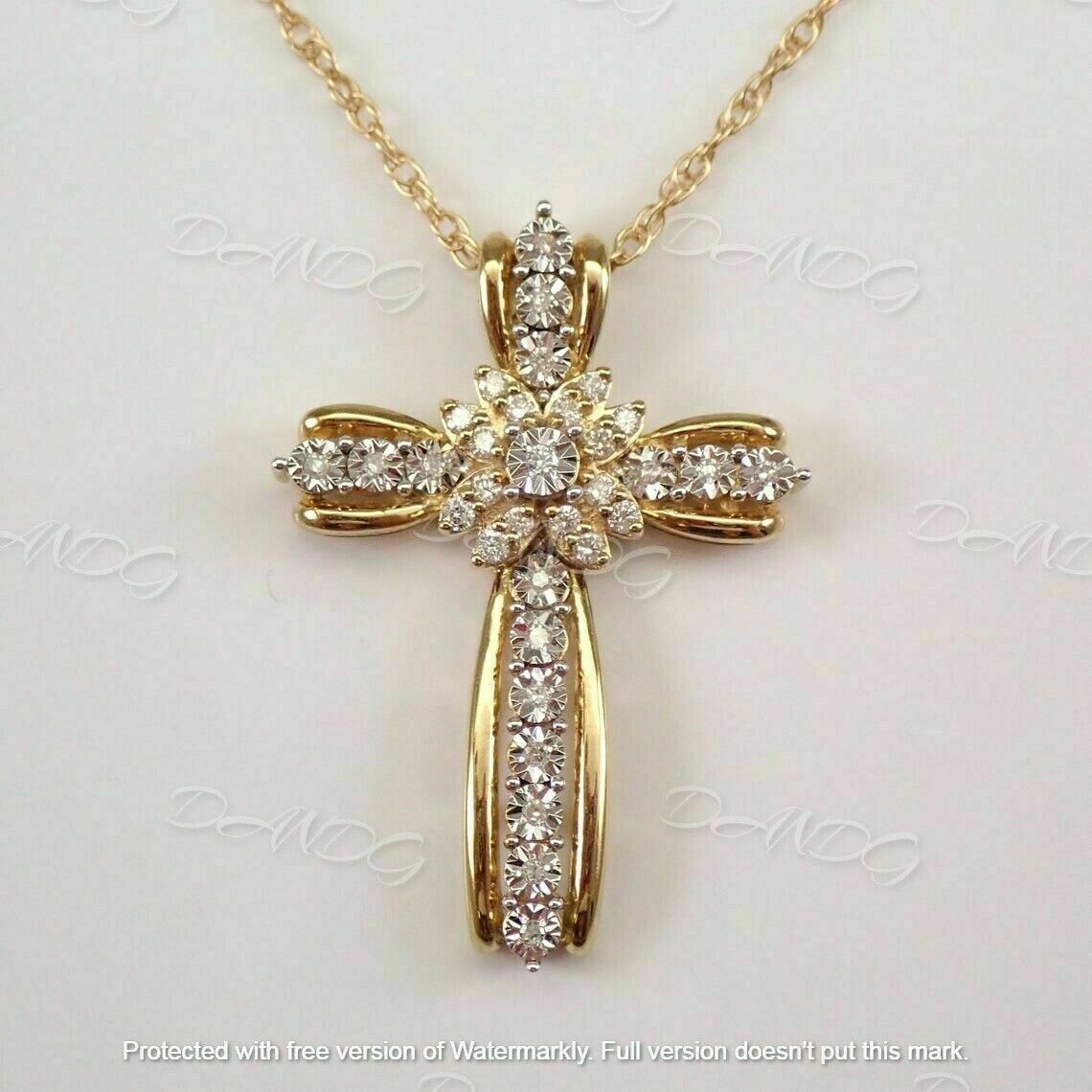 1.50Ct Round Cut VVS1 Diamond Cross Pendant 14K Yellow Gold Finish 18″Free Chain