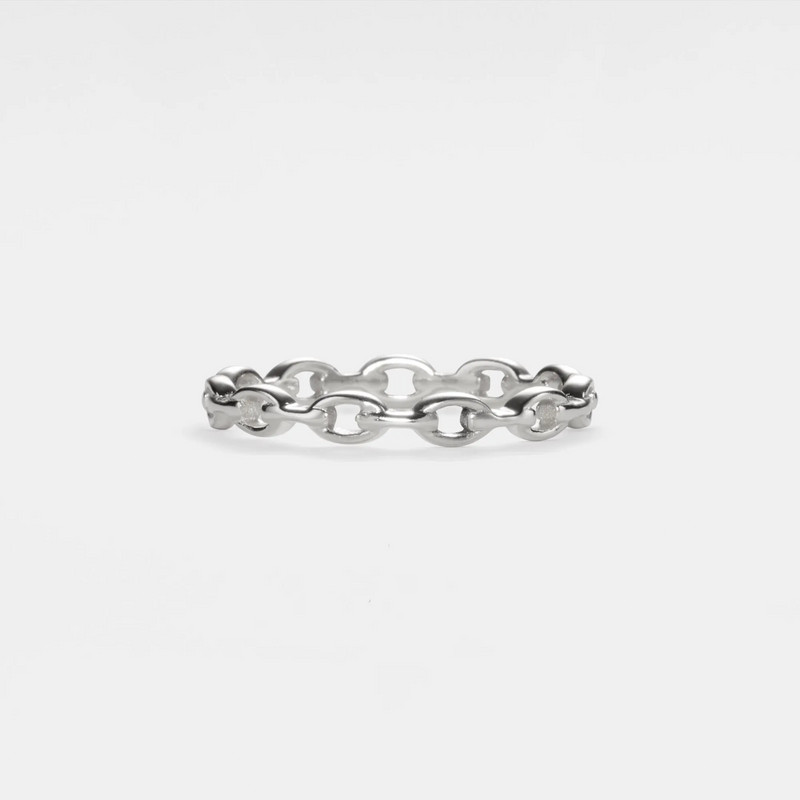 Dainty Gold Chain Link Stacking Band Ring in 925 Sterling Silver