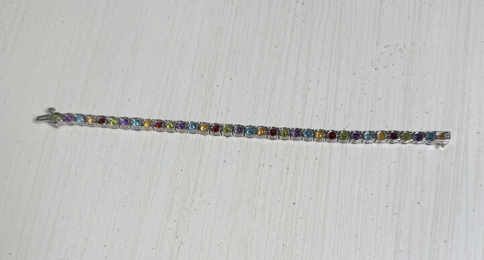 Women’s Sterling Silver Natural Multi Gemstone Tennis Bracelet, 7″, 13 g