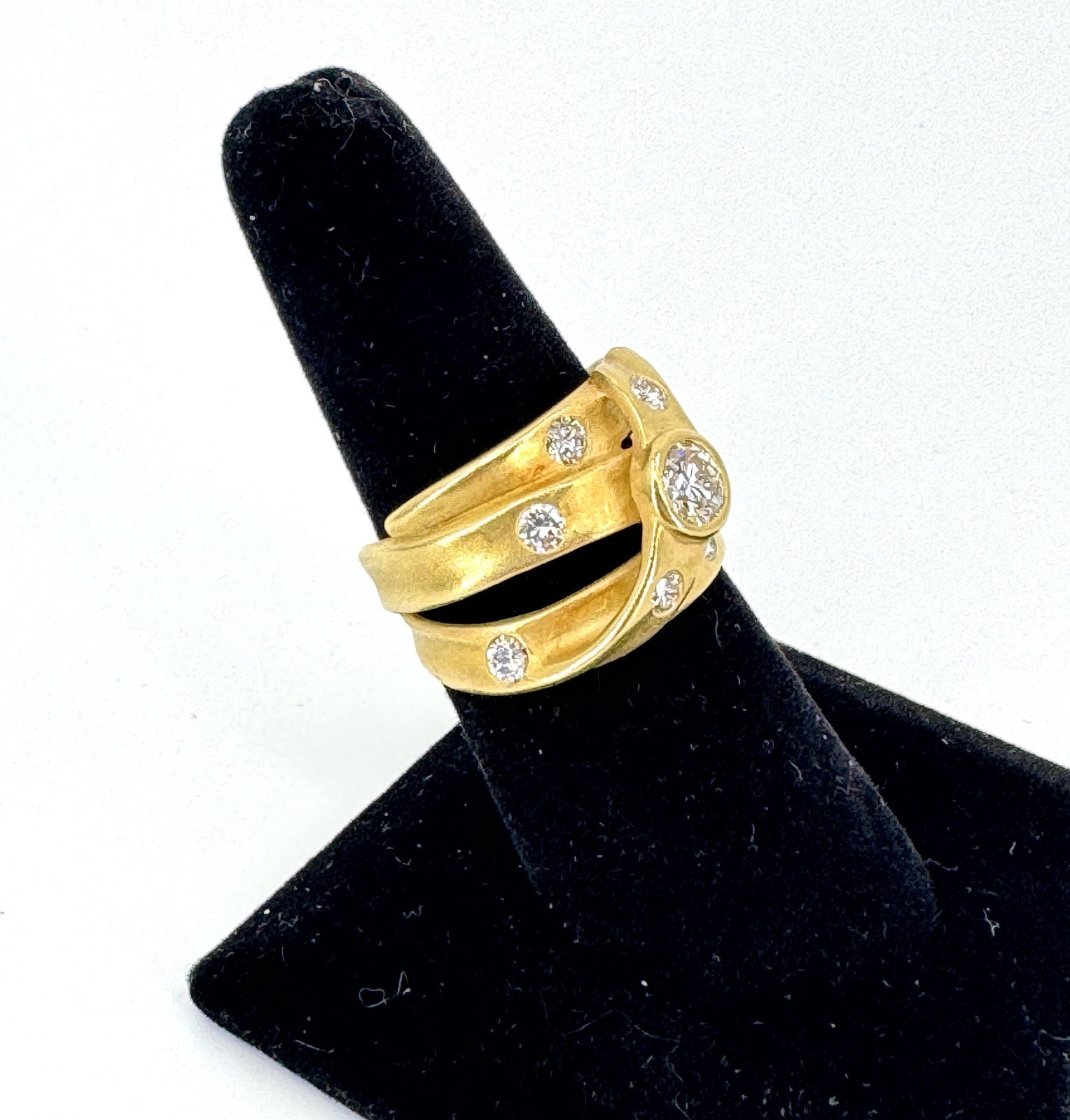 Estate Diamond 18k Gold Chieko+ Luxe Line Cocktail Statement Ring Signed