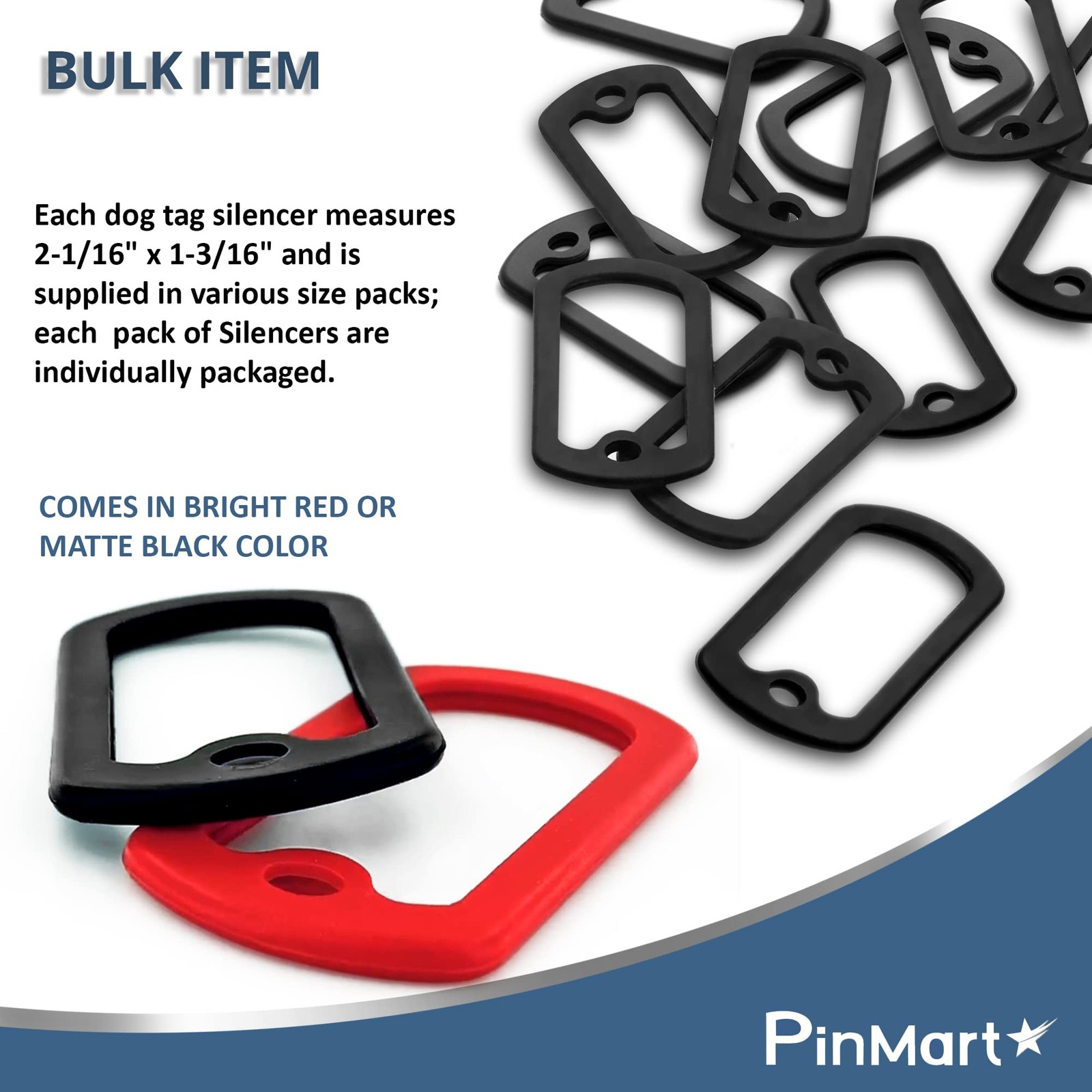 PinMart Black Military Dog Tags Silencers – Engraved Dog Tag Holder – Silicon…