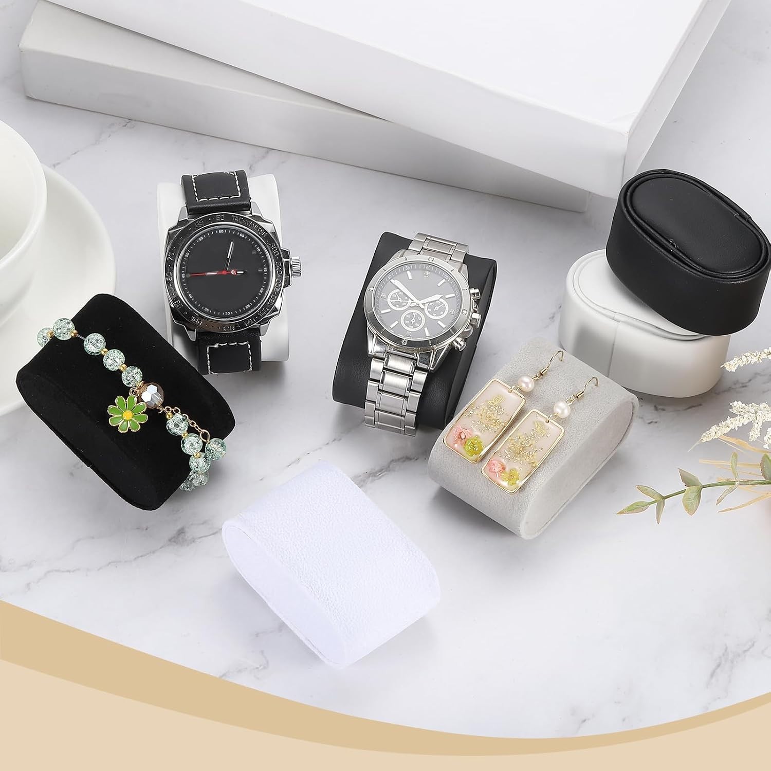 4Pcs Soft Flannelette Watch Display Pillows, Elegant Jewelry Storage Cushions