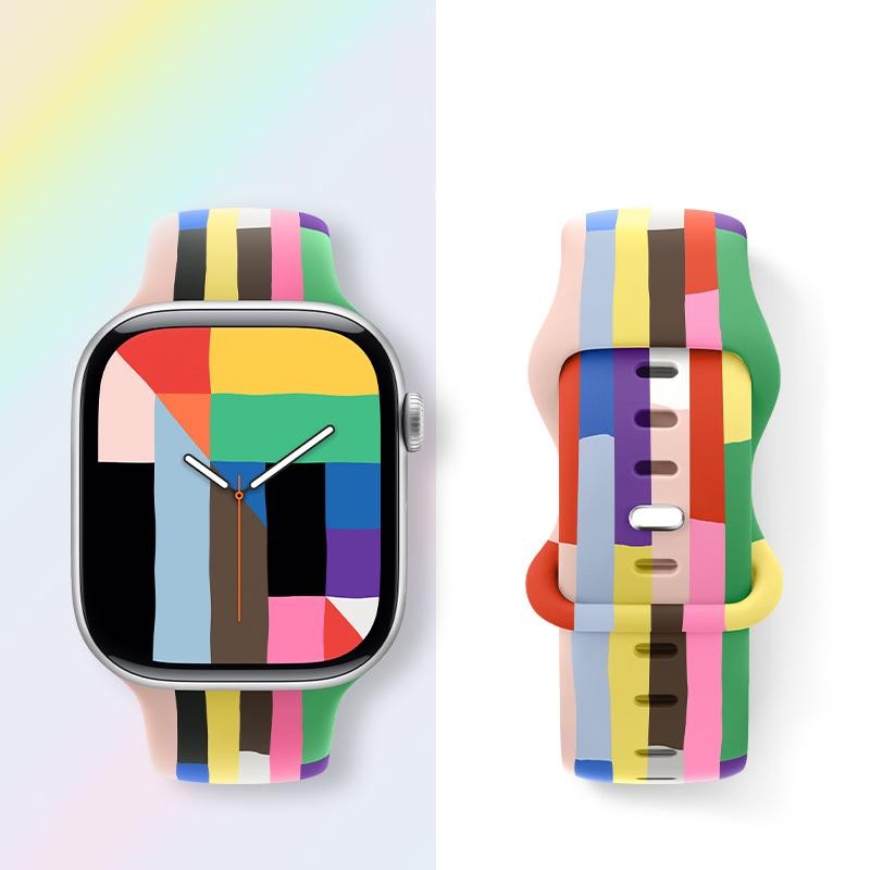 2025 New Silicone Strap for Apple Watch Band 10 46mm/42mm 44mm 40 38 45 41 Sport