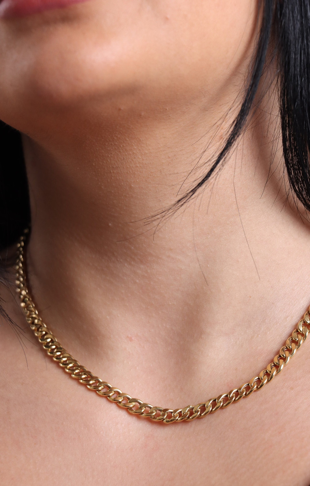 18K Solid Gold Cuban Link Chain Hollow Necklace 3.2mm 9.9 grams 24″