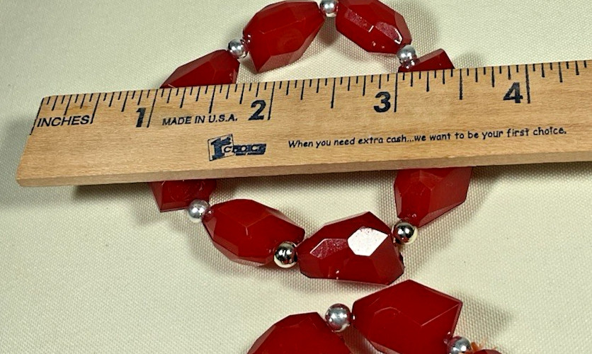 Lot 10 Stretch Bracelets Red Black Silver Tone Beaded Stackable Jewelry Classic