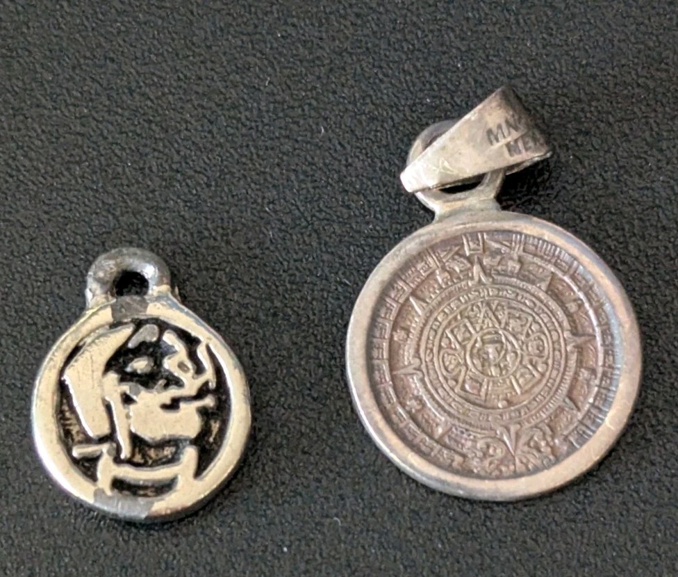 2 Small Pendants- Aztec Calendar & Heritage Creations Silver