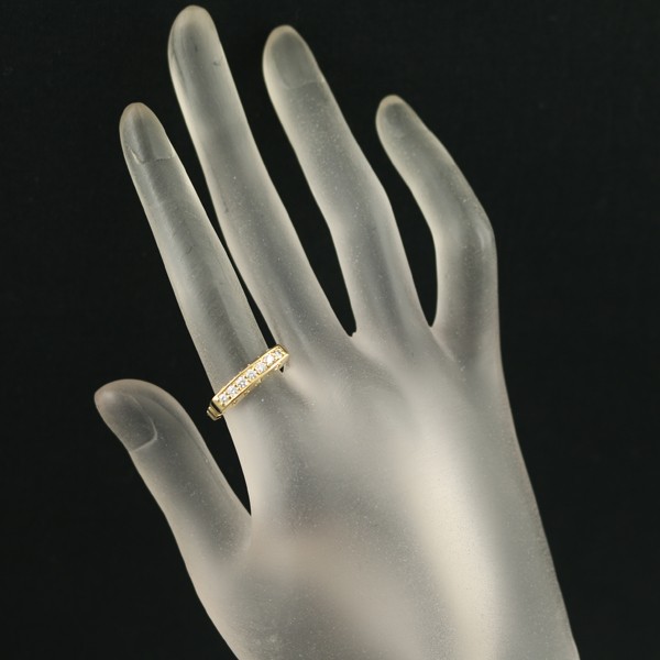 Auth CELINE Ring Diamond 0.28ct Side Logo US6-6.25 18K 750 Yellow Gold