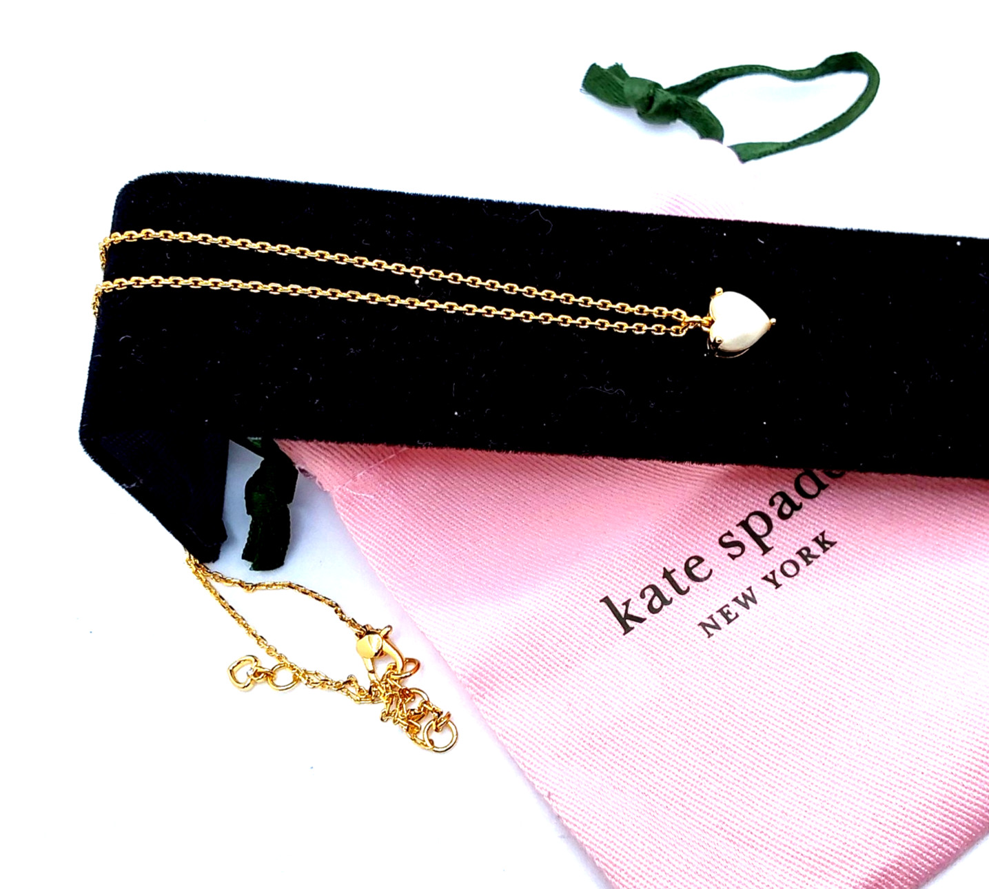 Kate Spade New York Elegant Gold Tone Pearl Heart Pendant Necklace