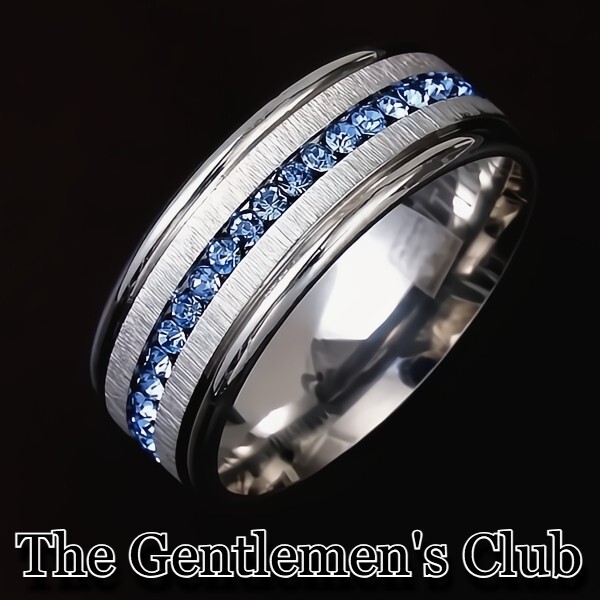 1.9K+ Sold THE GENTLEMEN’S CLUB, 8.0MM SKY BLUE 3A+ CZ TUNGSTEN RING SZ 9-12