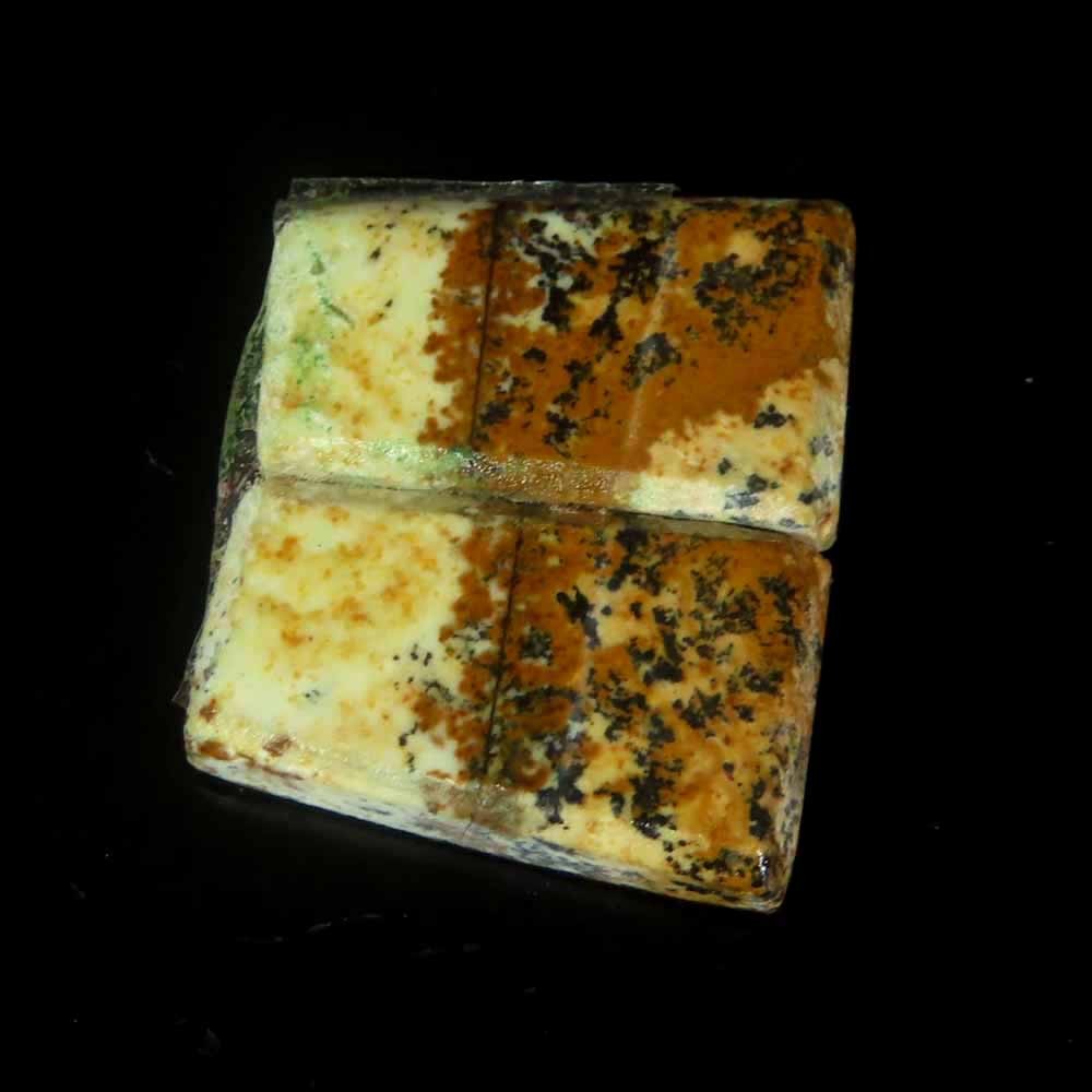 17.40Cts.100%Natural Picture Jasper Fancy Cabochon Pair Cab 11x19x4mm Losse Gems