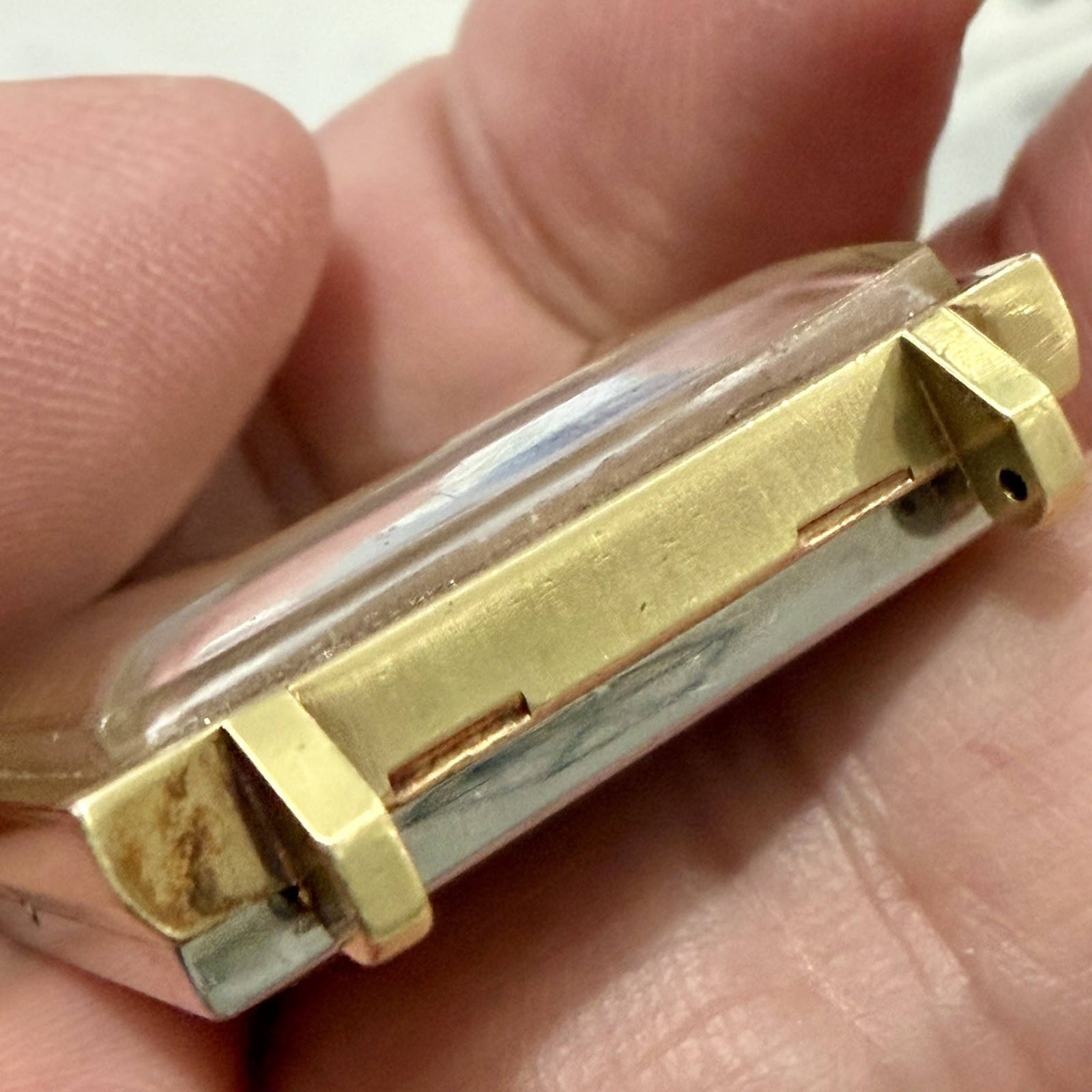 Vintage Ralph Destino 28mm Square Tank Case 10k Gold Plated No Movement!