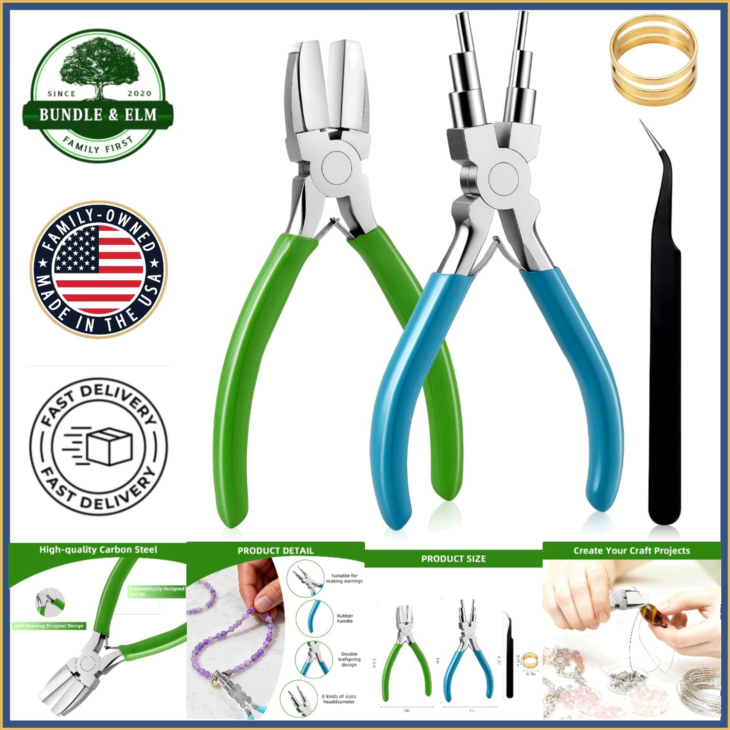 2-Piece Jewelry Pliers Set for Beading, Looping, and Shaping Wire Crafts