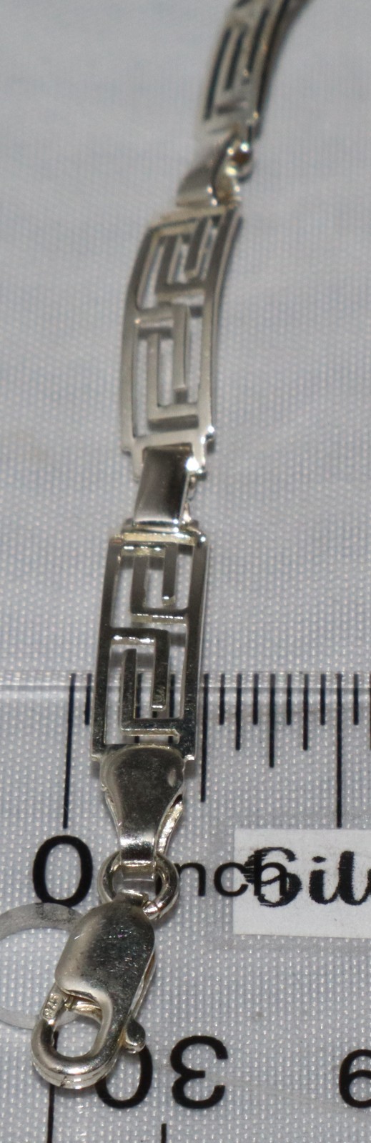 Vintage Sterling Silver Delicate Greek Key Link Bracelet 7.25″ 3.8 grams