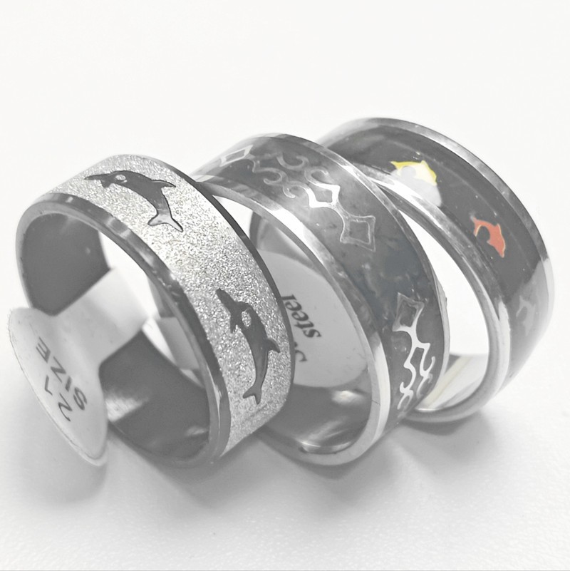 36 Pcs 3 Styles Mixed Stainless Steel Rings Unisex Stackable Bulk Jewelry Set