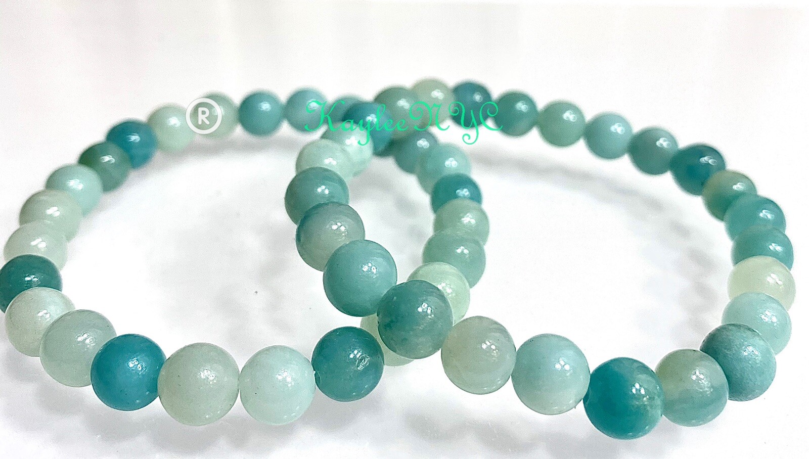 Wholesale Lot 6 Pcs Natural Amazonite 8mm 7.5” Crystal Healing Stretch Bracelet