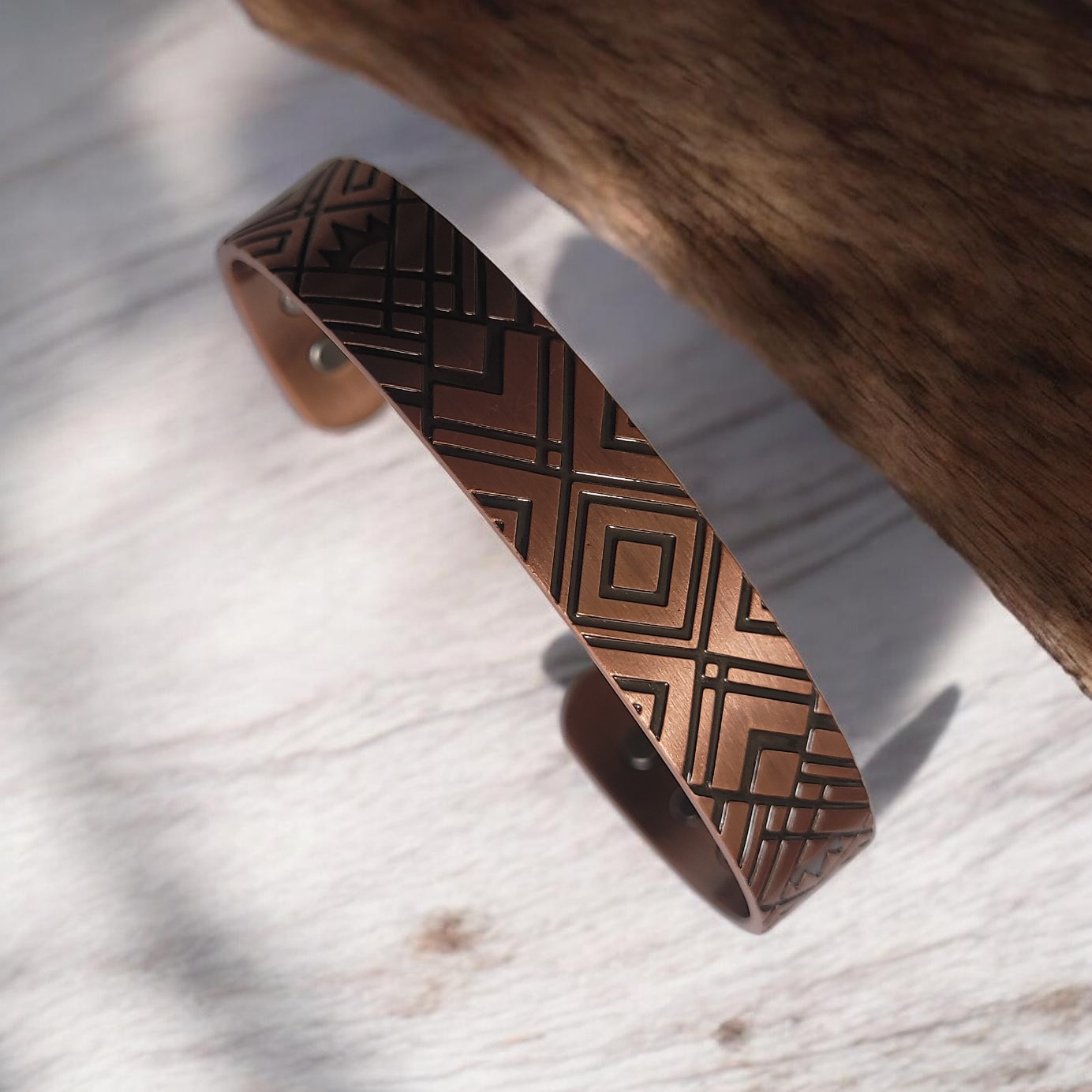 Artisan Pure Solid Copper Magnetic Bracelet Arthritis Therapy Cuff Geometric V