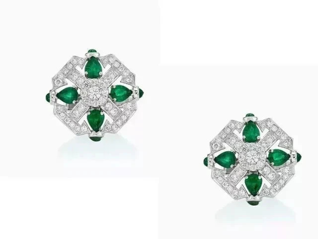1Ct Round Cut Lab Created Emerald Wedding Men’s Cufflinks 14k White Gold Plated