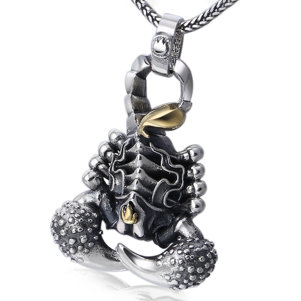 Pure S925 Sterling Silver Lucky Six Words Scorpion Pendant 29-30g 39*29mm
