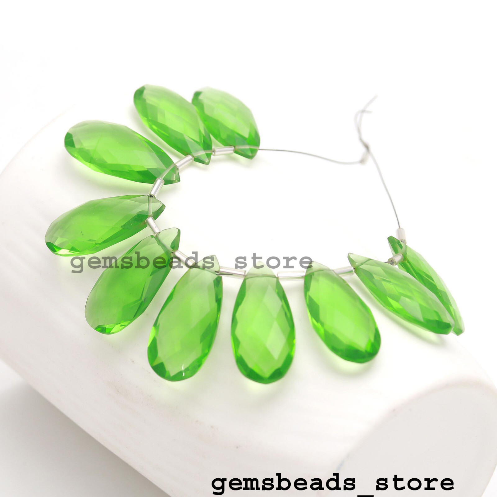 Chrome Diopside Gemstone Hydro Quartz Briolette Faceted 25x12MM 5 Matched Pairs