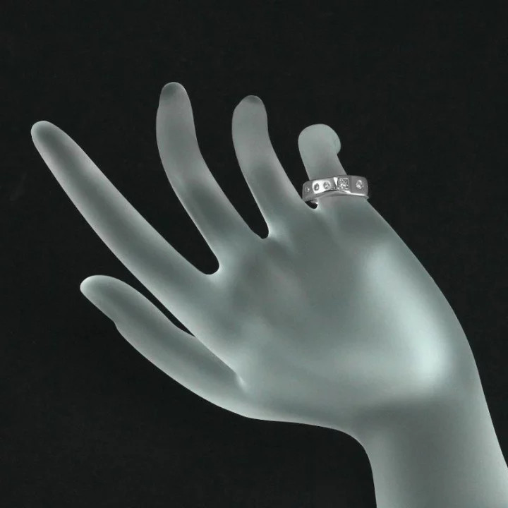 0.27ct Princess Cut Diamond Dots Ring Pt900 Platinum Pinky Ring 6.3g