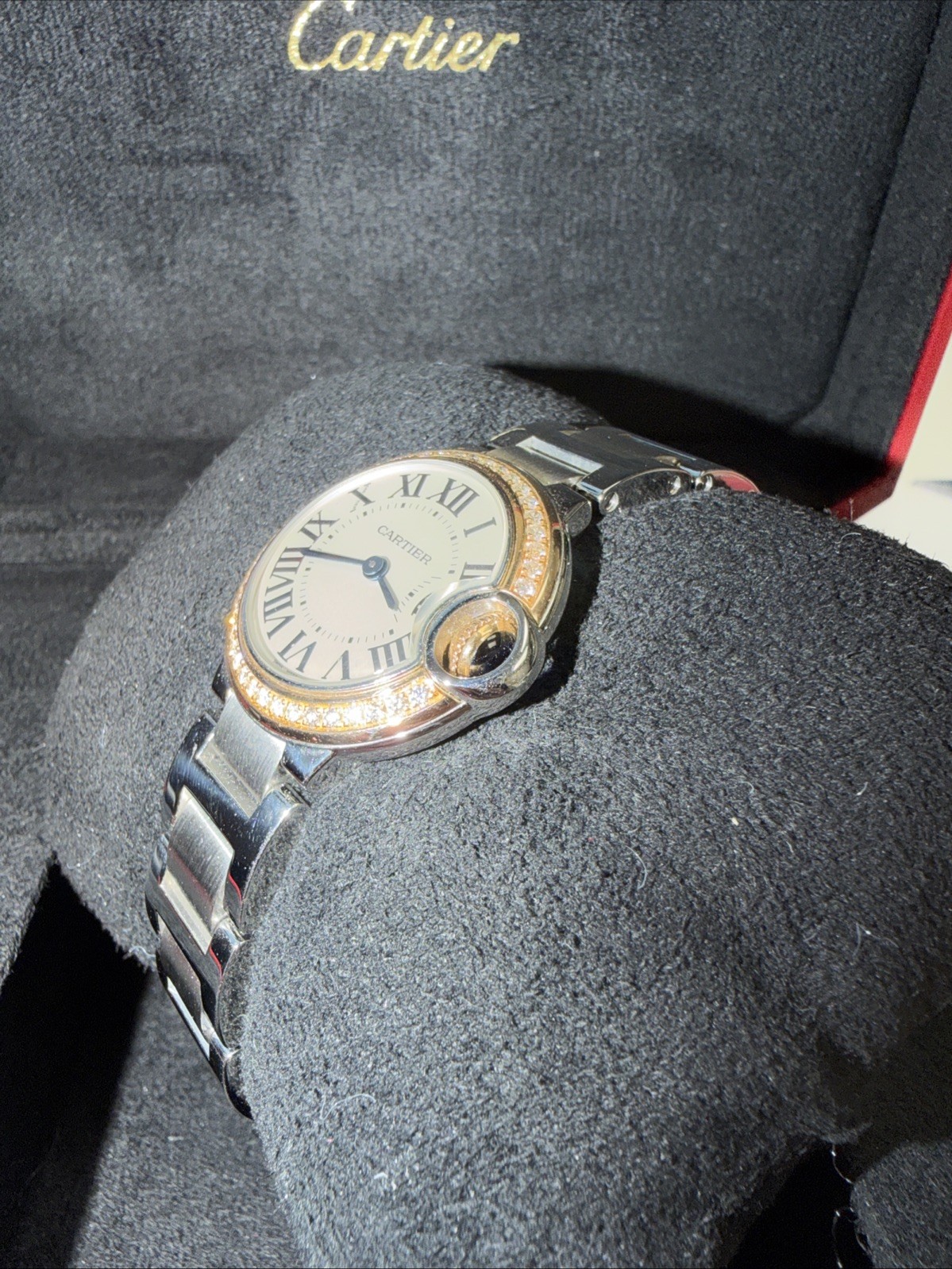 Cartier Ballon Bleu Steel/Rose Gold Diamond Ladies 28mm Watch WE902079