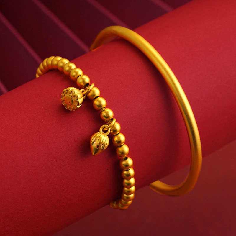 Alloy electroplated golden bracelet – imitation of gold bracelet, 2-piece set