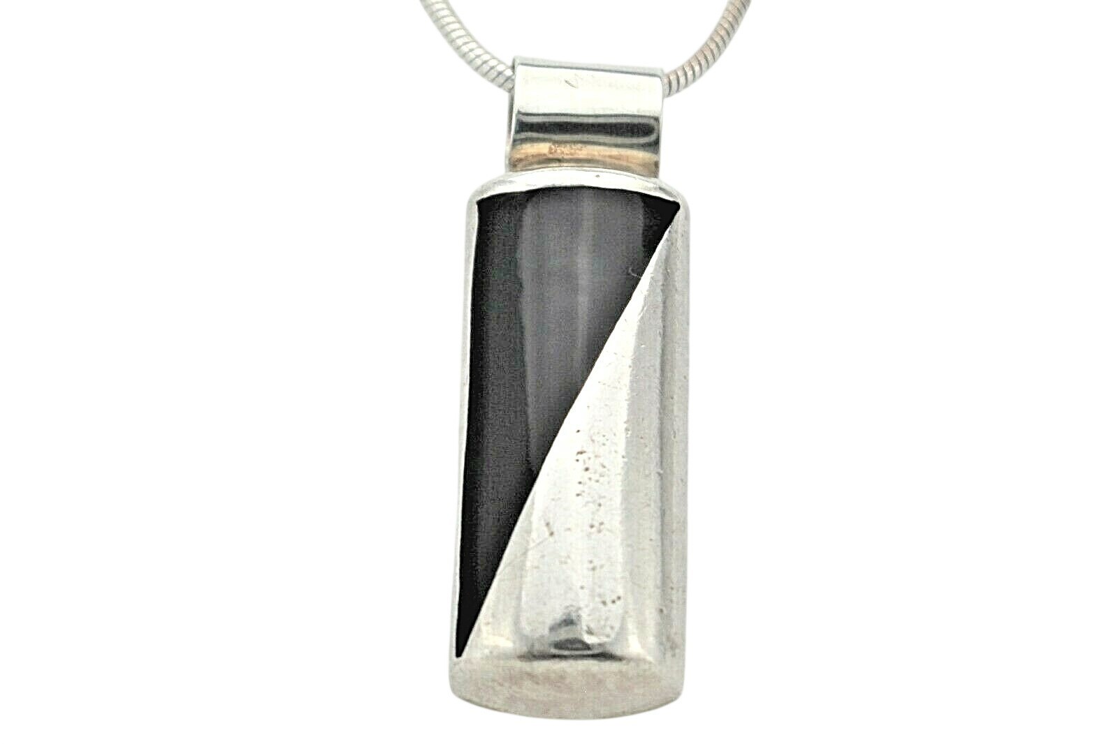 Onyx Pendant With 18 Inch Snake Chain In Solid .925 Sterling Silver 17.0 g