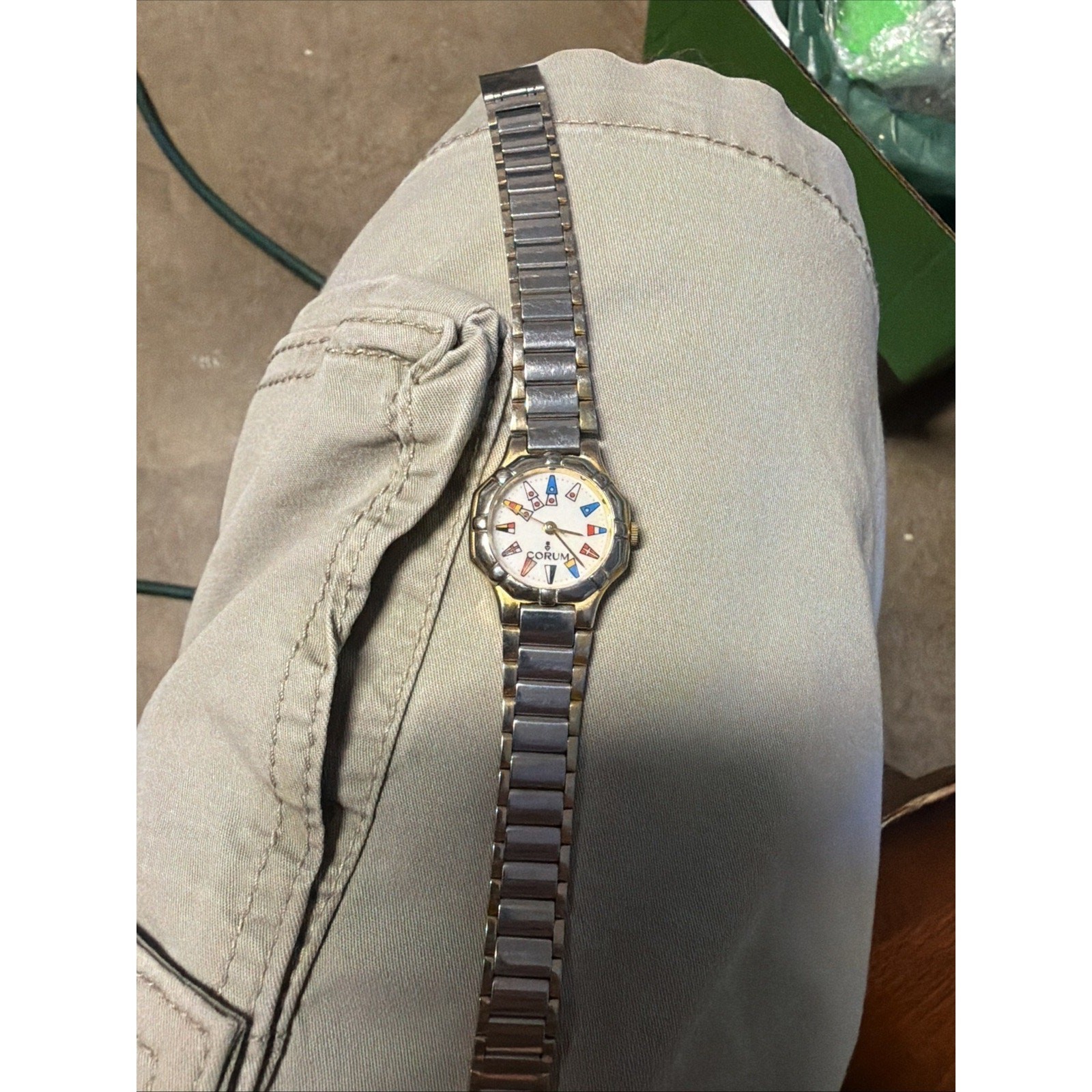 Corum Admirals Cup Quartz Watch Stainless Steel White Dial Used needs battery