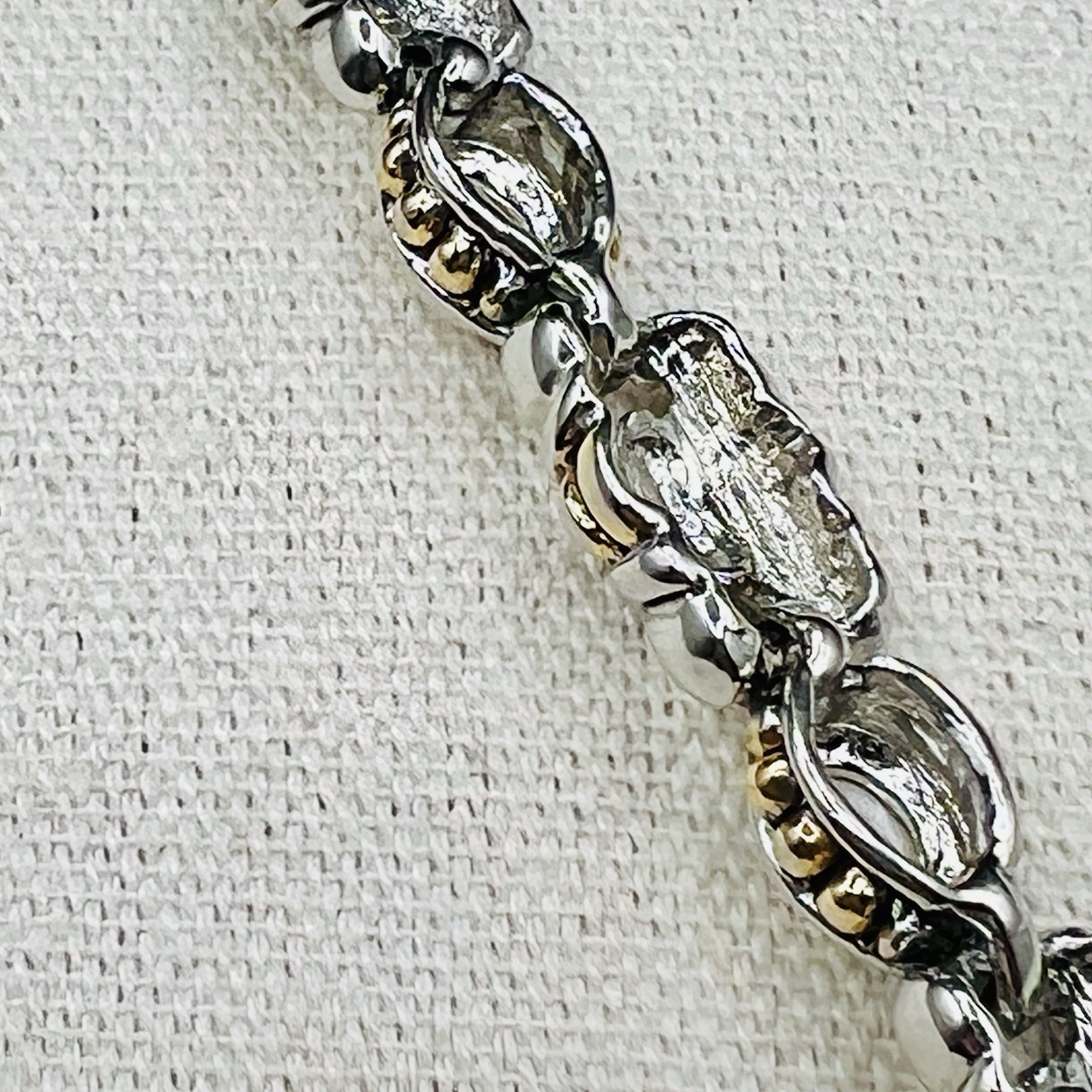 Mixed Metal Faux Pearl Choker Necklace Classic Link Vintage Style Statement Prom